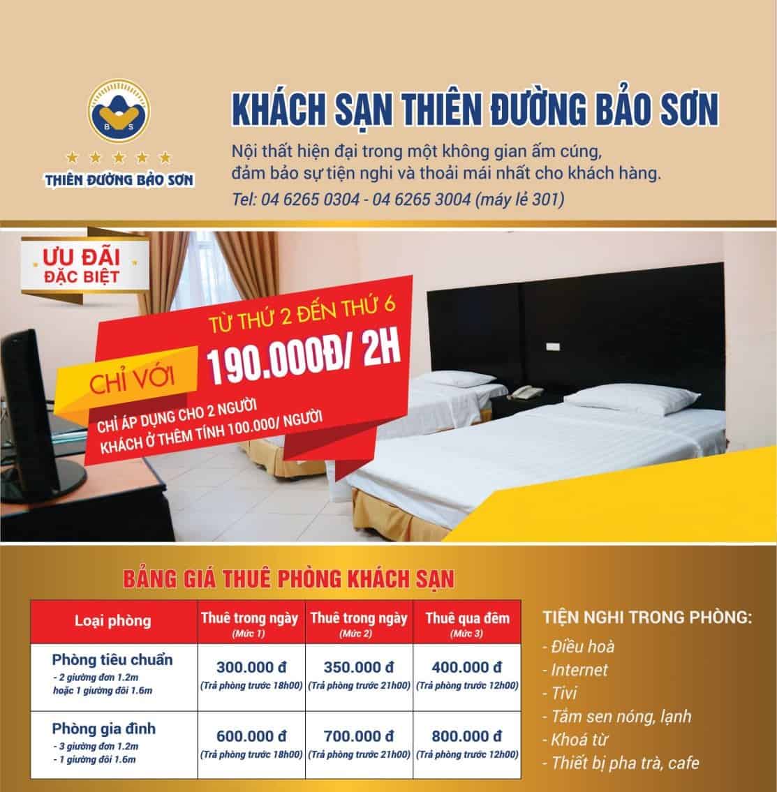 BẢNG GIÁ THUÊ PHÒNG KHÁCH SẠN