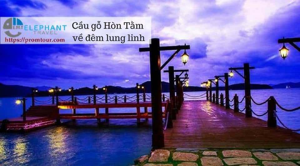 cau go hon tam nha trang ve dem dep lung linh
