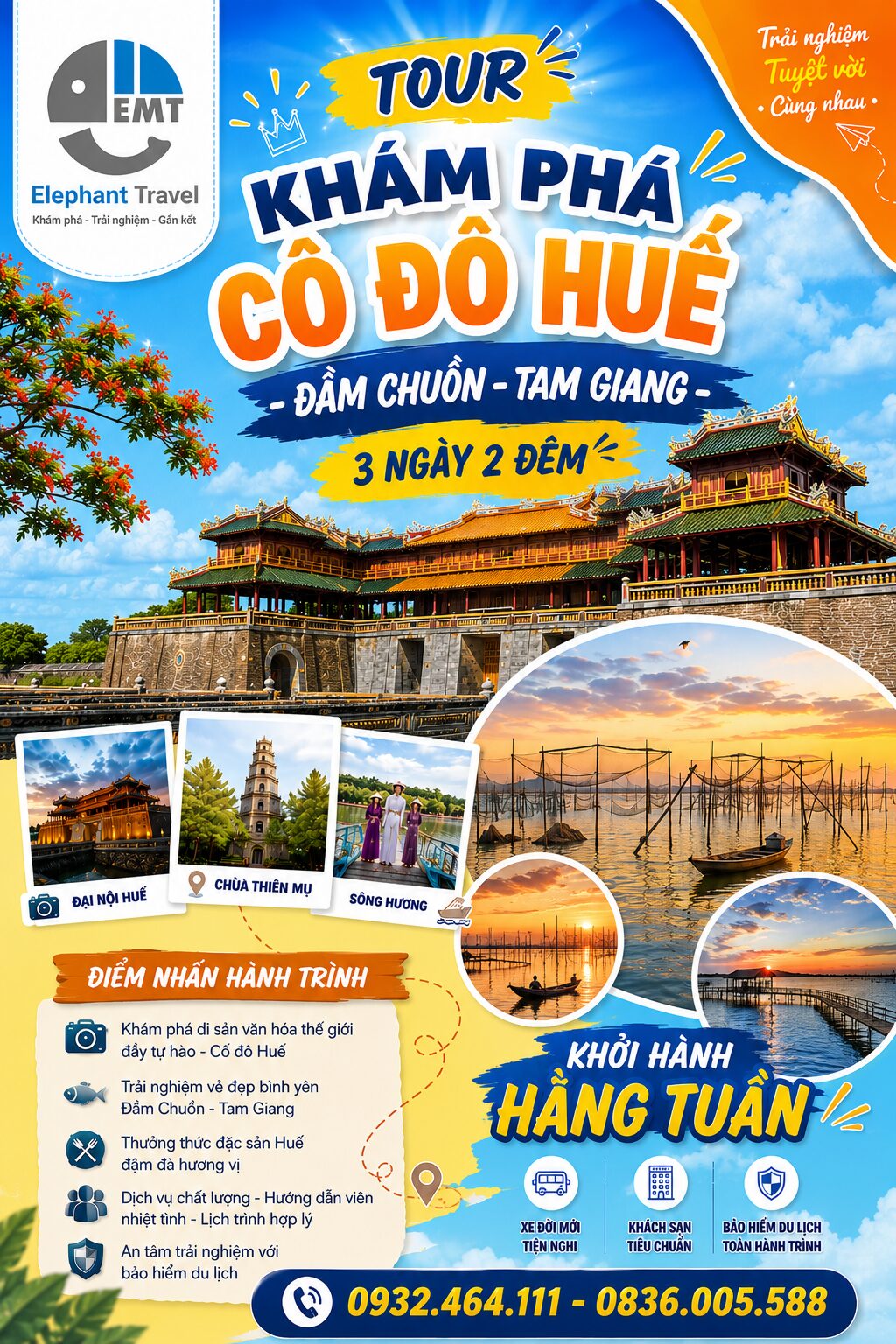 Tour khám phá cố đô Huế – Đầm chuồn – Tam Giang 3 ngày 2 đêm